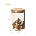 empty mini high quality clear glass spice storage jar with bamboo cork lid  BJ-407A